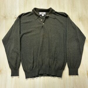 Vintage Byron Nelson Mens Large Green Collared Button Knit Pullover Hong Kong